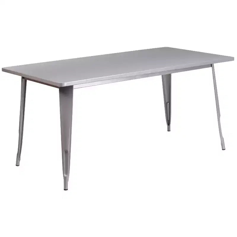Ensemble de table rectangulaire en métal 31,5 x 63 de qualité commerciale Flash Furniture avec 6 chaises à accoudoirs, pour l'intérieur et l'extérieur
