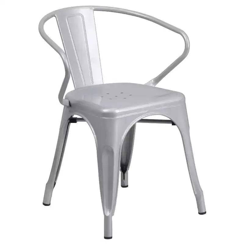 Ensemble de table rectangulaire en métal 31,5 x 63 de qualité commerciale Flash Furniture avec 6 chaises à accoudoirs, pour l'intérieur et l'extérieur