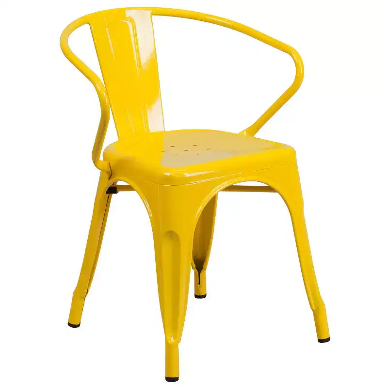 Ensemble de table rectangulaire en métal 31,5 x 63 de qualité commerciale Flash Furniture avec 6 chaises à accoudoirs, pour l'intérieur et l'extérieur