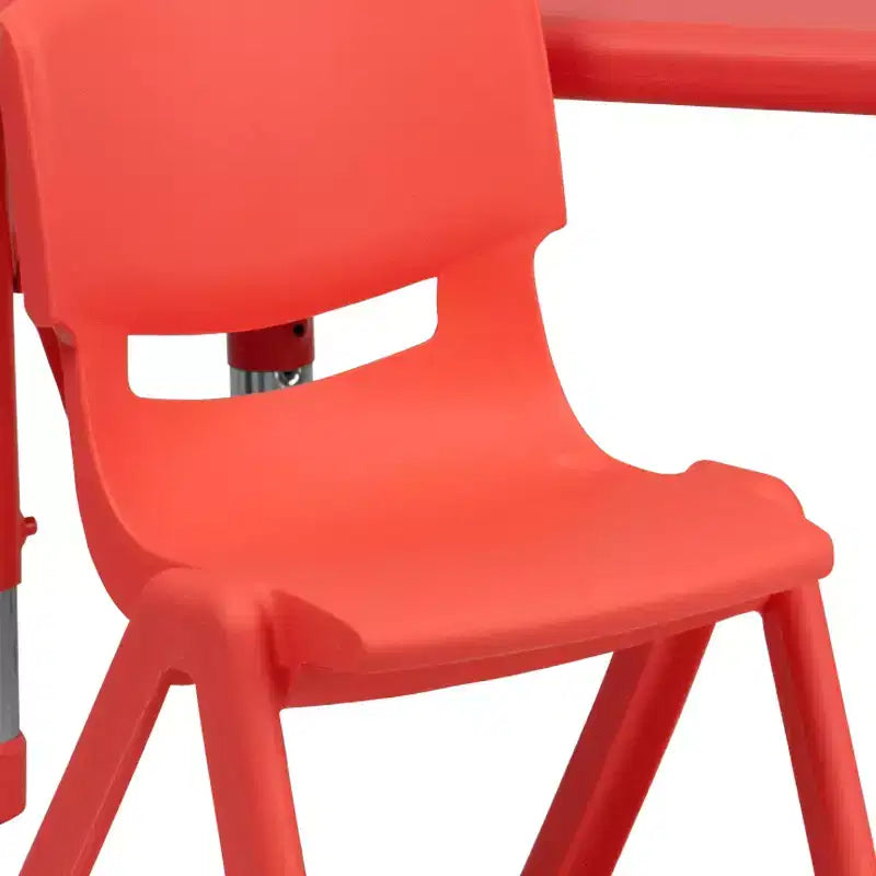 Flash Furniture Ensemble Table d'Activité Rectangulaire en Plastique, 61 x 122 cm, Réglable en Hauteur, avec 4 Chaises