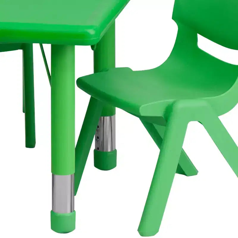 Flash Furniture Ensemble Table d'Activité Rectangulaire en Plastique, 61 x 122 cm, Réglable en Hauteur, avec 4 Chaises