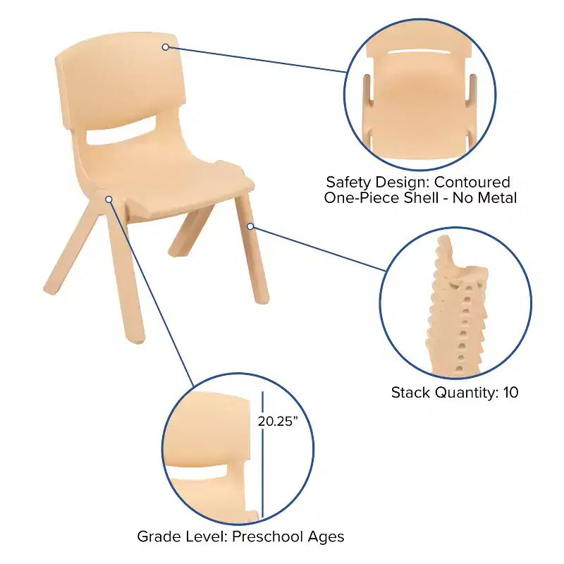 Flash Furniture Ensemble Table d'Activité Rectangulaire en Plastique, 61 x 122 cm, Réglable en Hauteur, avec 4 Chaises
