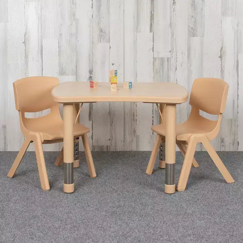 Flash Furniture Ensemble table d'activités rectangulaire en plastique réglable en hauteur 21,875" l. x 26,625" L. avec 2 chaises