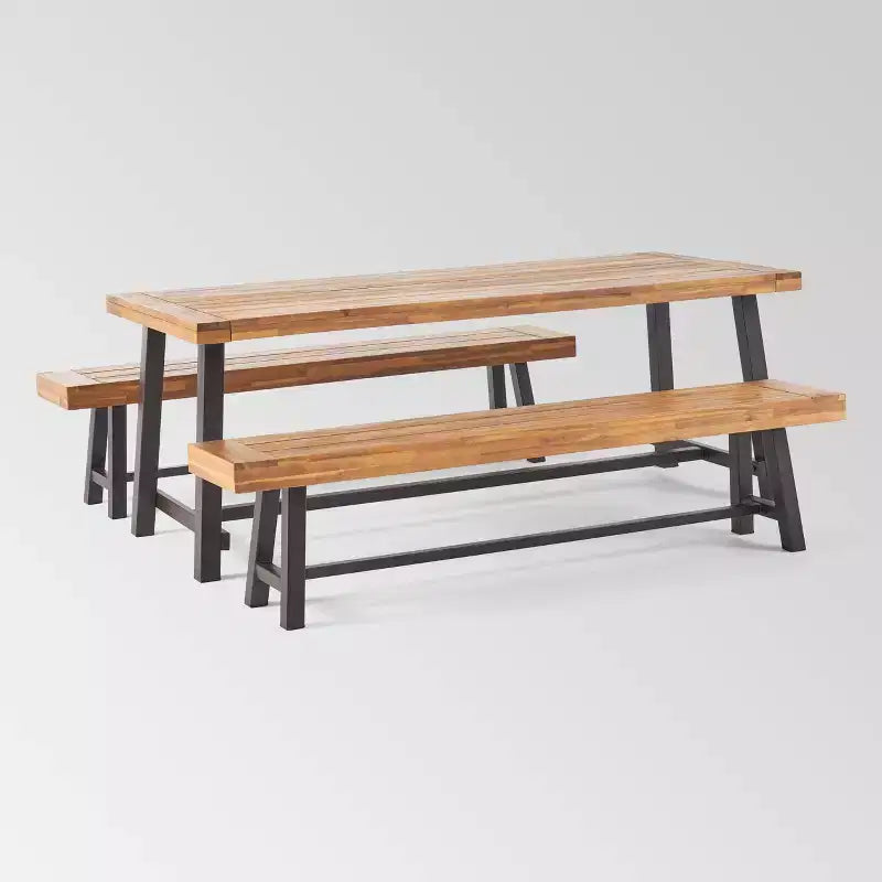 Ensemble repas pique-nique 3 pièces en bois d'acacia Carlisle - Christopher Knight Home