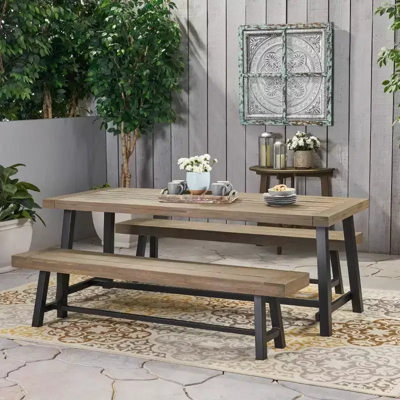Carlisle 3pc Acacia Wood Picnic Dining Set - Christopher Knight Home