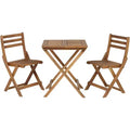 Teal Island Designs Coastal Wood 3-Piece Outdoor Bistro Folding Square Dining Table And Chairs 23 1/2 Wide Natural for Front Porch Patio