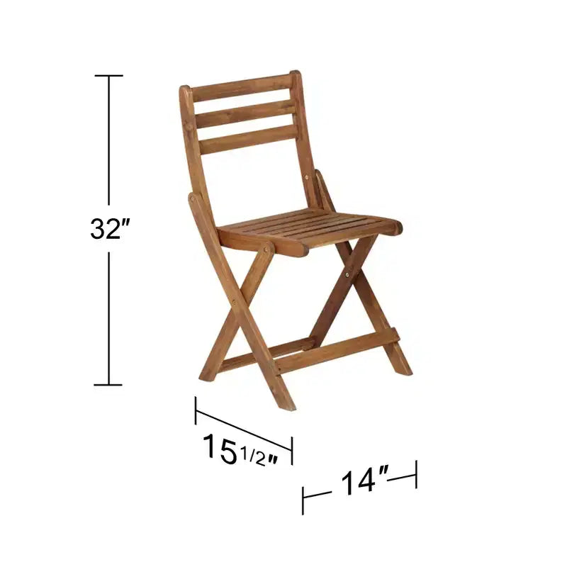 Teal Island Designs Ensemble bistrot pliant 3 pièces en bois naturel pour extérieur, table et chaises de 60 cm de large pour terrasse ou porche