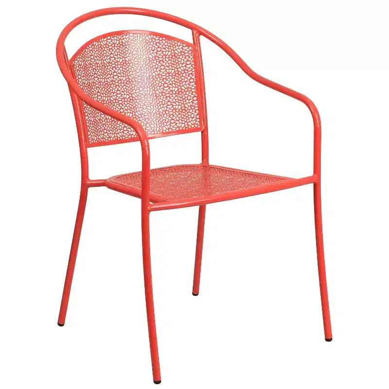 Ensemble de table de patio en acier de qualité commerciale Oia de Flash Furniture, carré de 35,5 po pour intérieur et extérieur, avec 2 chaises à dossier rond