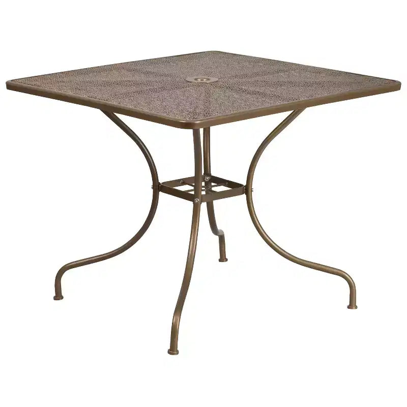 Ensemble de table de patio en acier de qualité commerciale Oia de Flash Furniture, carré de 35,5 po pour intérieur et extérieur, avec 2 chaises à dossier rond