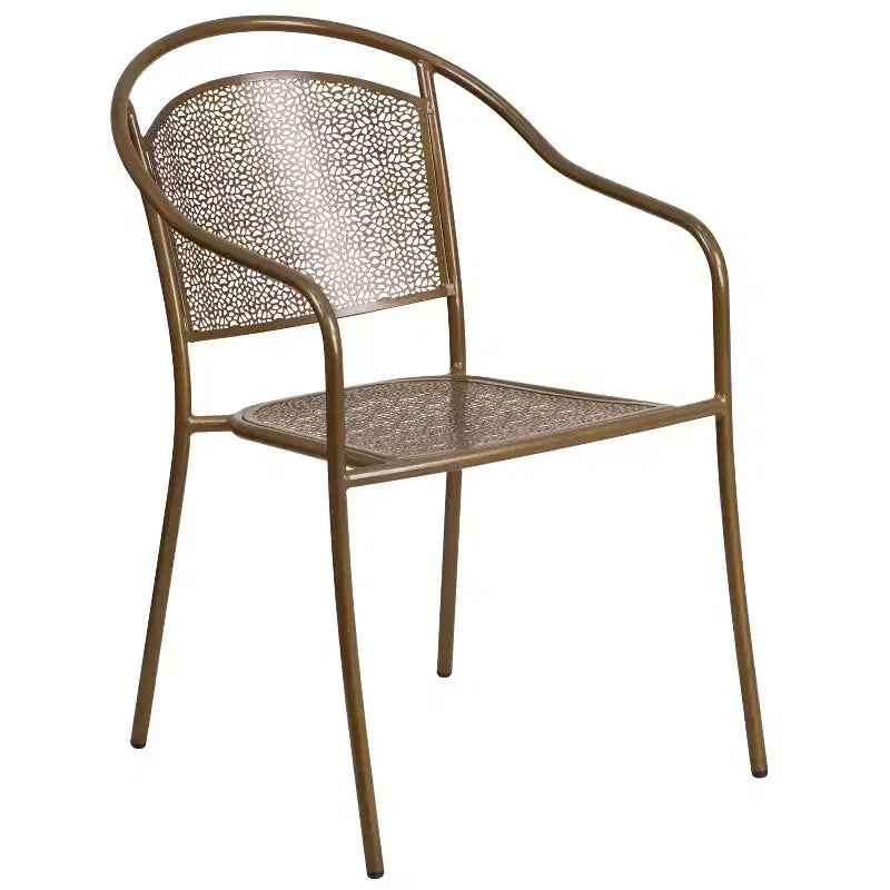 Ensemble de table de patio en acier de qualité commerciale Oia de Flash Furniture, carré de 35,5 po pour intérieur et extérieur, avec 2 chaises à dossier rond