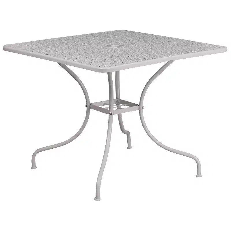 Ensemble de table de patio en acier de qualité commerciale Oia de Flash Furniture, carré de 35,5 po pour intérieur et extérieur, avec 2 chaises à dossier rond