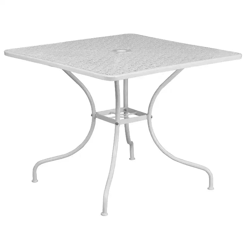 Ensemble de table de patio en acier de qualité commerciale Oia de Flash Furniture, carré de 35,5 po pour intérieur et extérieur, avec 2 chaises à dossier rond