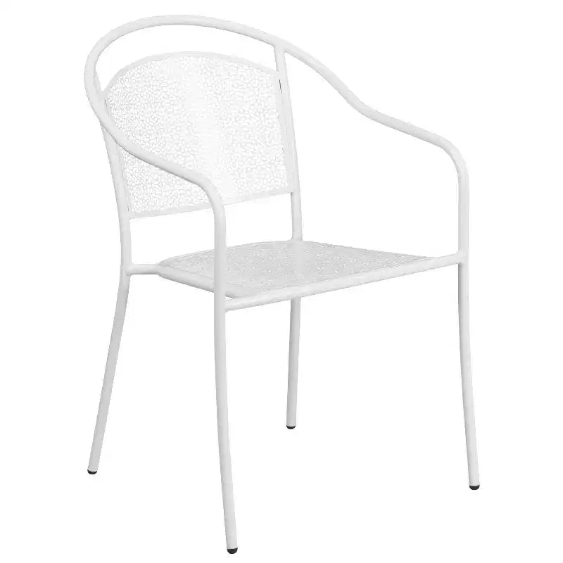 Ensemble de table de patio en acier de qualité commerciale Oia de Flash Furniture, carré de 35,5 po pour intérieur et extérieur, avec 2 chaises à dossier rond