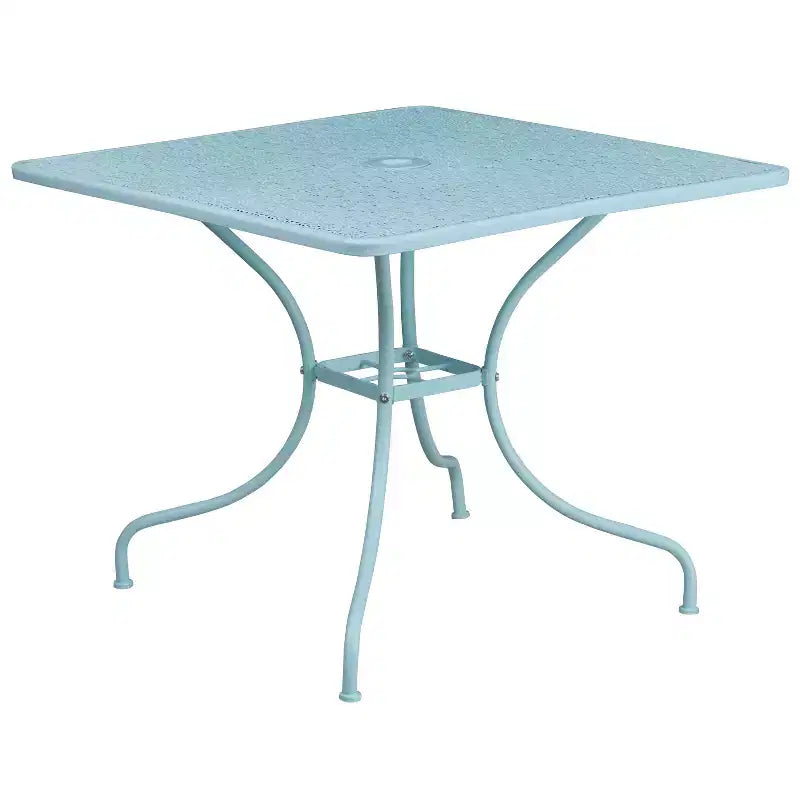 Ensemble de table de patio en acier de qualité commerciale Oia de Flash Furniture, carré de 35,5 po pour intérieur et extérieur, avec 2 chaises à dossier rond