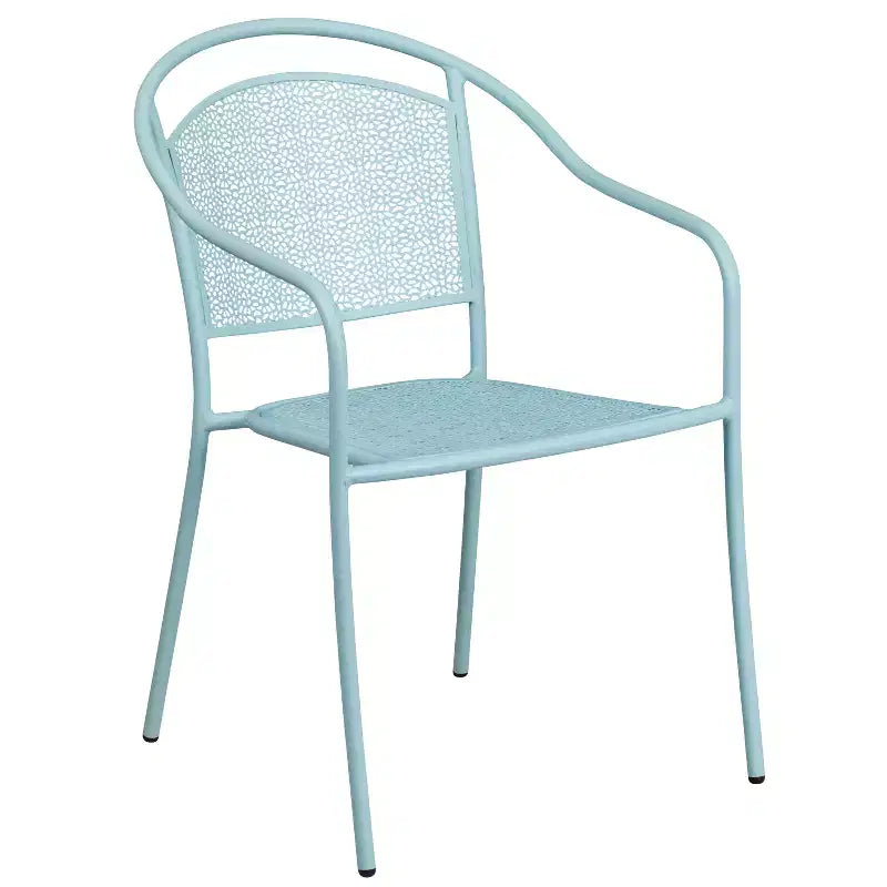 Ensemble de table de patio en acier de qualité commerciale Oia de Flash Furniture, carré de 35,5 po pour intérieur et extérieur, avec 2 chaises à dossier rond