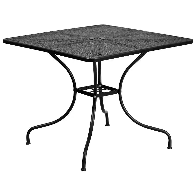 Ensemble de table de patio en acier de qualité commerciale Oia de Flash Furniture, carré de 35,5 po pour intérieur et extérieur, avec 2 chaises à dossier rond