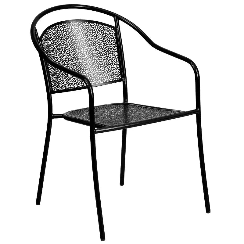 Ensemble de table de patio en acier de qualité commerciale Oia de Flash Furniture, carré de 35,5 po pour intérieur et extérieur, avec 2 chaises à dossier rond