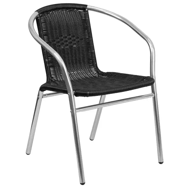 Flash Furniture Lila Ensemble table ronde en aluminium de 23,5 po pour l'intérieur et l'extérieur avec 2 chaises en rotin