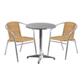 Flash Furniture Lila 23.5'' Round Aluminum Indoor-Outdoor Table Set with 2 Rattan Chairs
