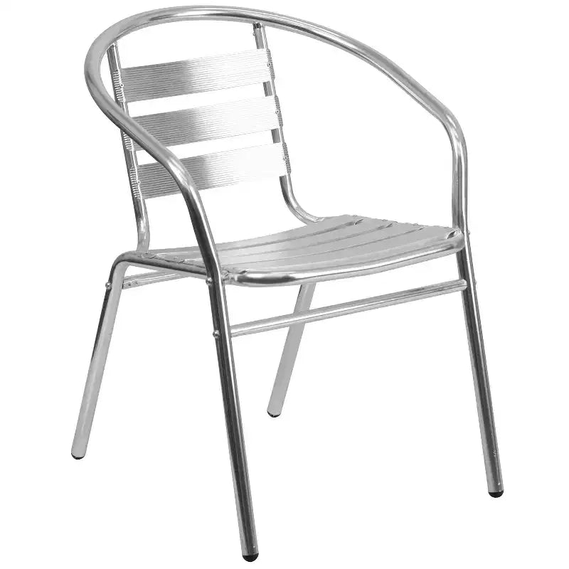 Ensemble table carrée d'intérieur-extérieur Flash Furniture Lila 27,5'' en aluminium avec 2 chaises à lattes