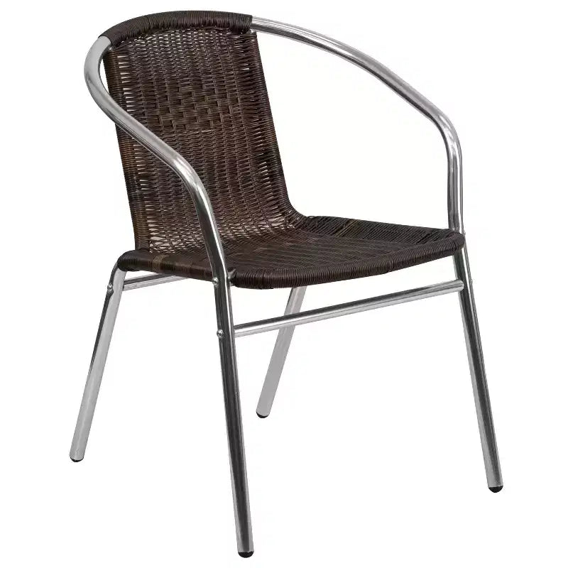 Ensemble de table ronde d'intérieur/extérieur en aluminium Lila 31,5 po Flash Furniture avec 4 chaises en rotin