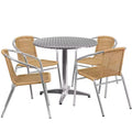 Flash Furniture Lila 31.5'' Round Aluminum Indoor-Outdoor Table Set with 4 Rattan Chairs