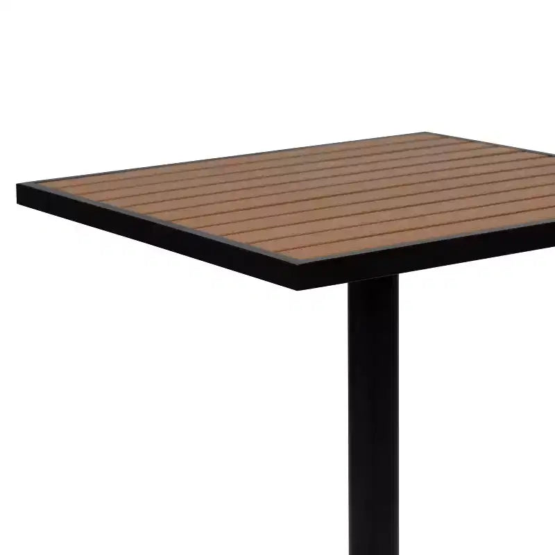 Ensemble table de bistrot d'extérieur Flash Furniture Lark avec 2 chaises et lattes en poly imitation teck