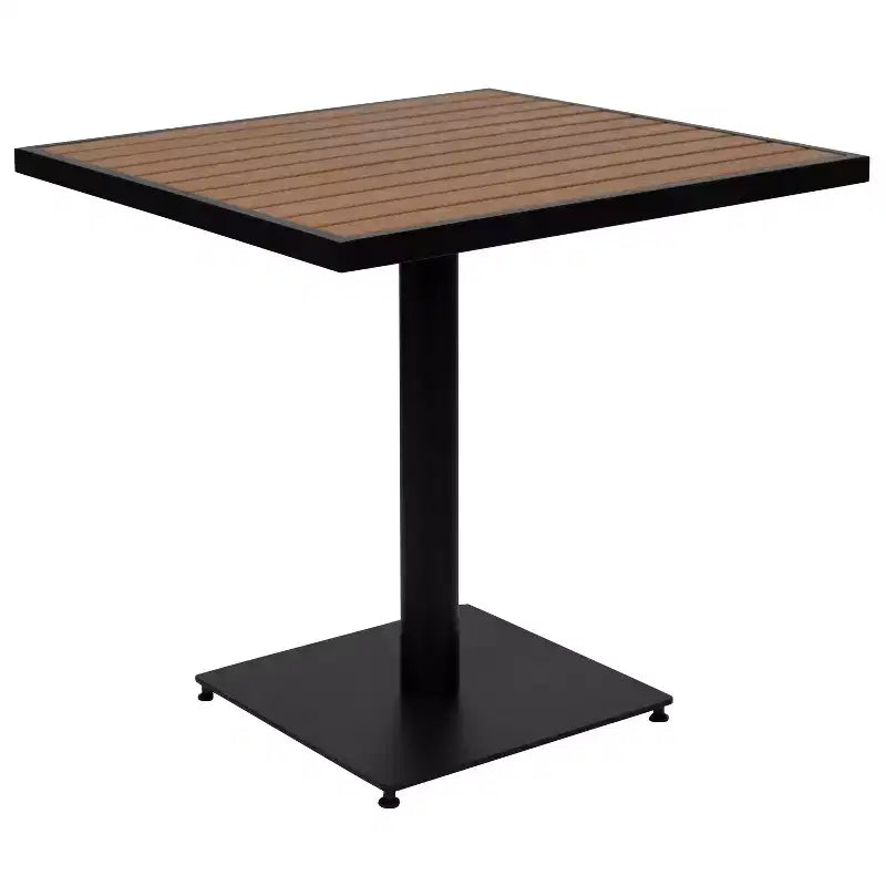 Ensemble table de bistrot d'extérieur Flash Furniture Lark avec 2 chaises et lattes en poly imitation teck
