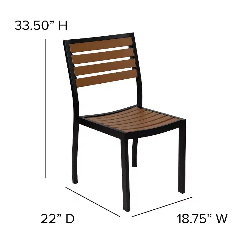 Ensemble table de bistrot d'extérieur Flash Furniture Lark avec 2 chaises et lattes en poly imitation teck
