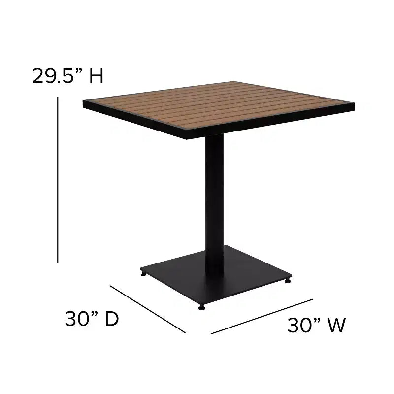 Ensemble table de bistrot d'extérieur Flash Furniture Lark avec 2 chaises et lattes en poly imitation teck