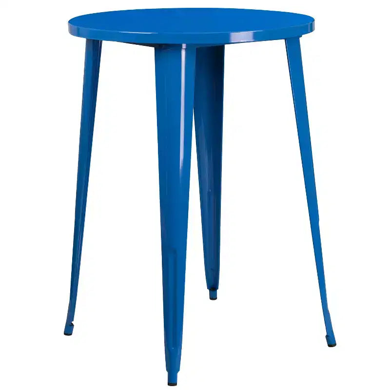 Ensemble de table de bar ronde en métal de 30 po de qualité commerciale Emma et Oliver avec 4 tabourets de café pour l'intérieur et l'extérieur