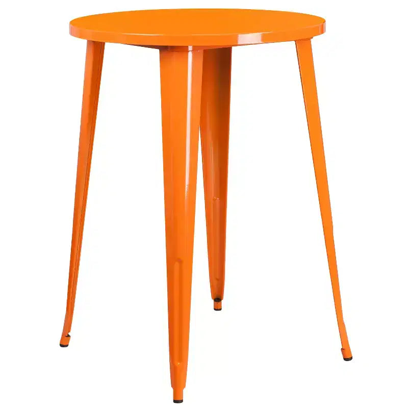 Ensemble de table de bar ronde en métal de 30 po de qualité commerciale Emma et Oliver avec 4 tabourets de café pour l'intérieur et l'extérieur