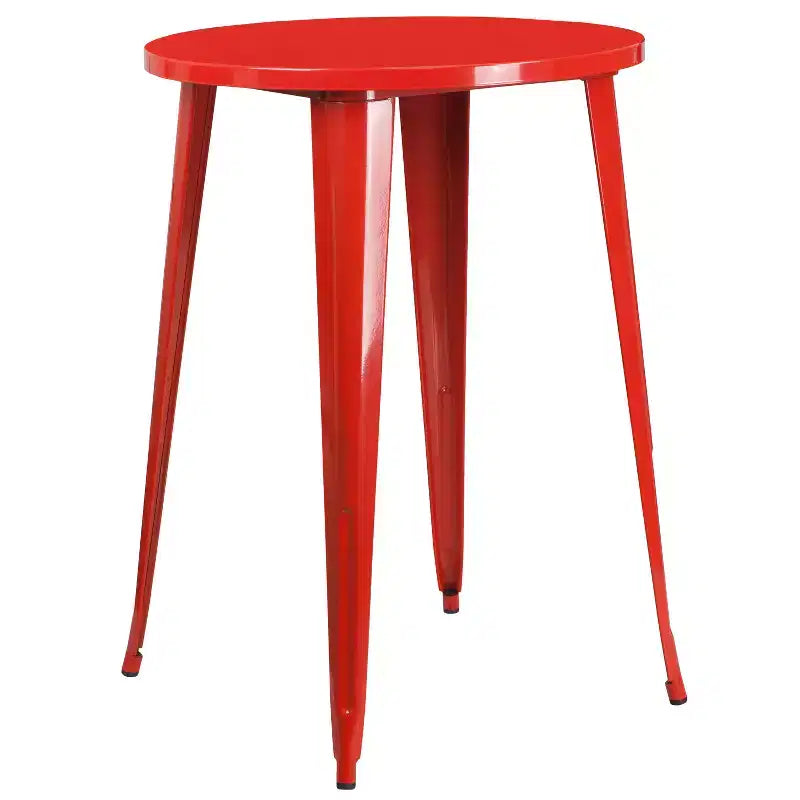 Ensemble de table de bar ronde en métal de 30 po de qualité commerciale Emma et Oliver avec 4 tabourets de café pour l'intérieur et l'extérieur