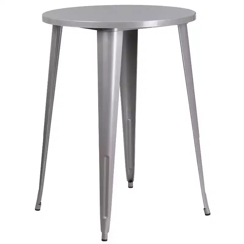 Ensemble de table de bar ronde en métal de 30 po de qualité commerciale Emma et Oliver avec 4 tabourets de café pour l'intérieur et l'extérieur