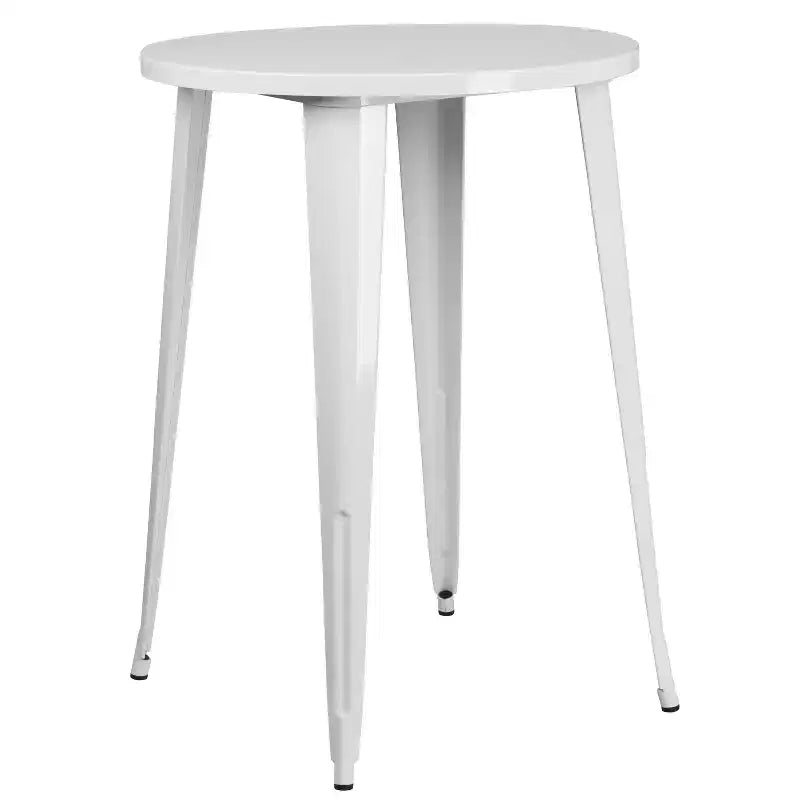 Ensemble de table de bar ronde en métal de 30 po de qualité commerciale Emma et Oliver avec 4 tabourets de café pour l'intérieur et l'extérieur