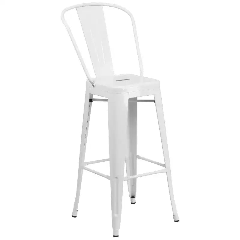 Ensemble de table de bar ronde en métal de 30 po de qualité commerciale Emma et Oliver avec 4 tabourets de café pour l'intérieur et l'extérieur