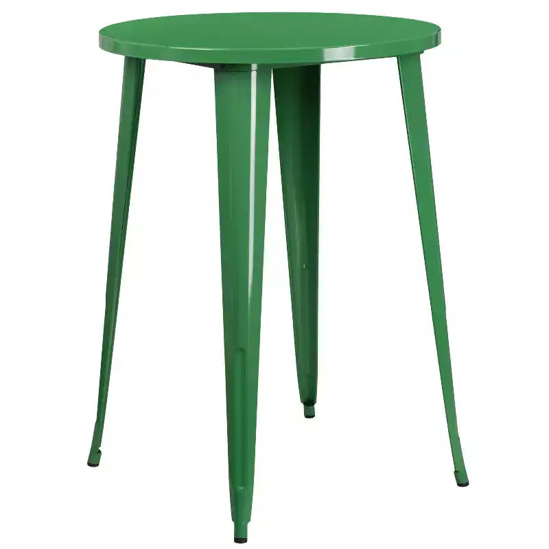 Ensemble de table de bar ronde en métal de 30 po de qualité commerciale Emma et Oliver avec 4 tabourets de café pour l'intérieur et l'extérieur