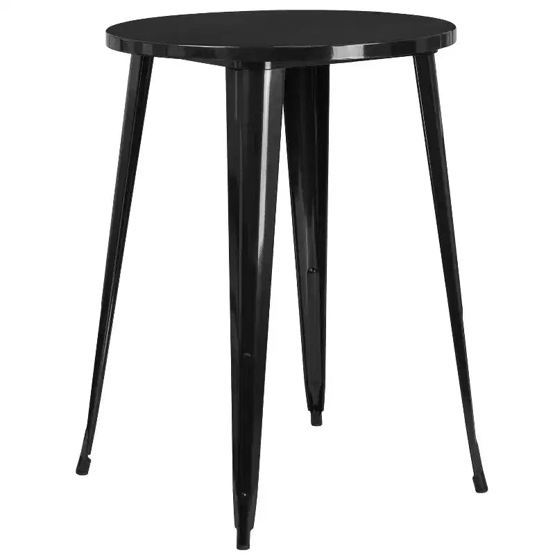 Ensemble de table de bar ronde en métal de 30 po de qualité commerciale Emma et Oliver avec 4 tabourets de café pour l'intérieur et l'extérieur