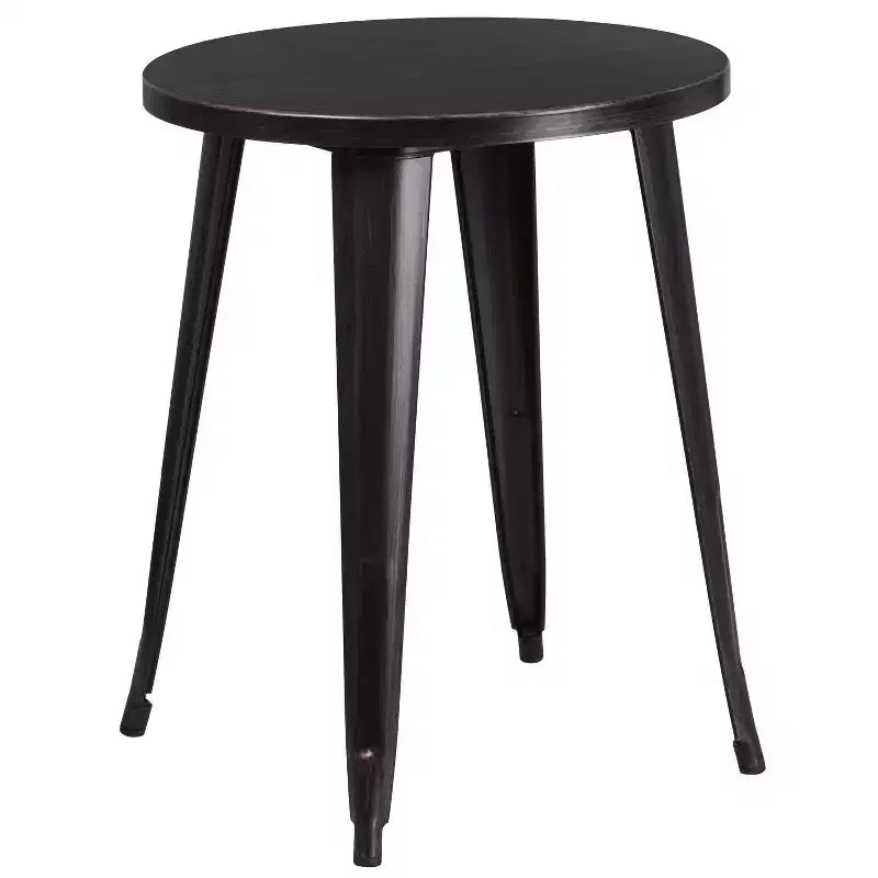 Ensemble de table ronde et de 2 chaises à dossier ajouré Emma et Oliver, 61 cm, en métal, de qualité commerciale, pour l'intérieur et l'extérieur