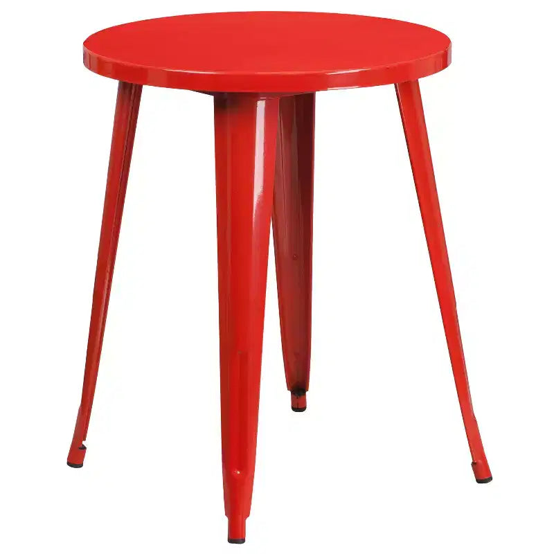 Ensemble de table ronde et de 2 chaises à dossier ajouré Emma et Oliver, 61 cm, en métal, de qualité commerciale, pour l'intérieur et l'extérieur