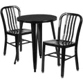 Ensemble de table ronde et de 2 chaises à dossier ajouré Emma et Oliver, 61 cm, en métal, de qualité commerciale, pour l'intérieur et l'extérieur