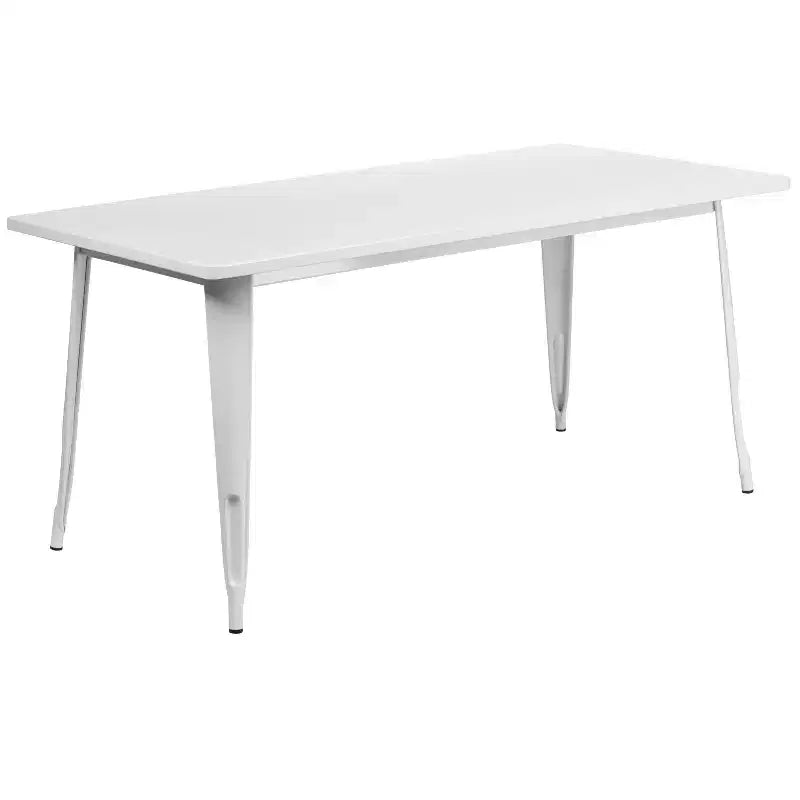 Ensemble table rectangulaire en métal qualité commerciale Emma et Oliver avec 6 chaises avec accoudoirs, pour l'intérieur et l'extérieur