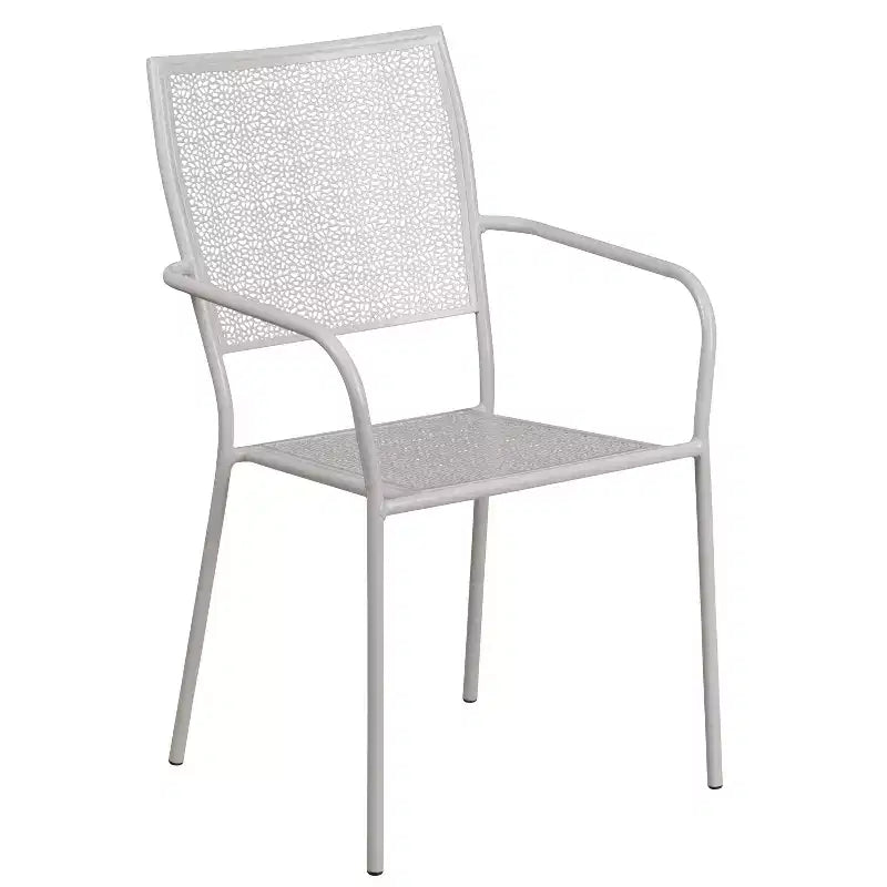 Ensemble table de jardin et terrasse ronde en métal de qualité commerciale Emma et Oliver de 35,25 po, 4 chaises à dossier carré
