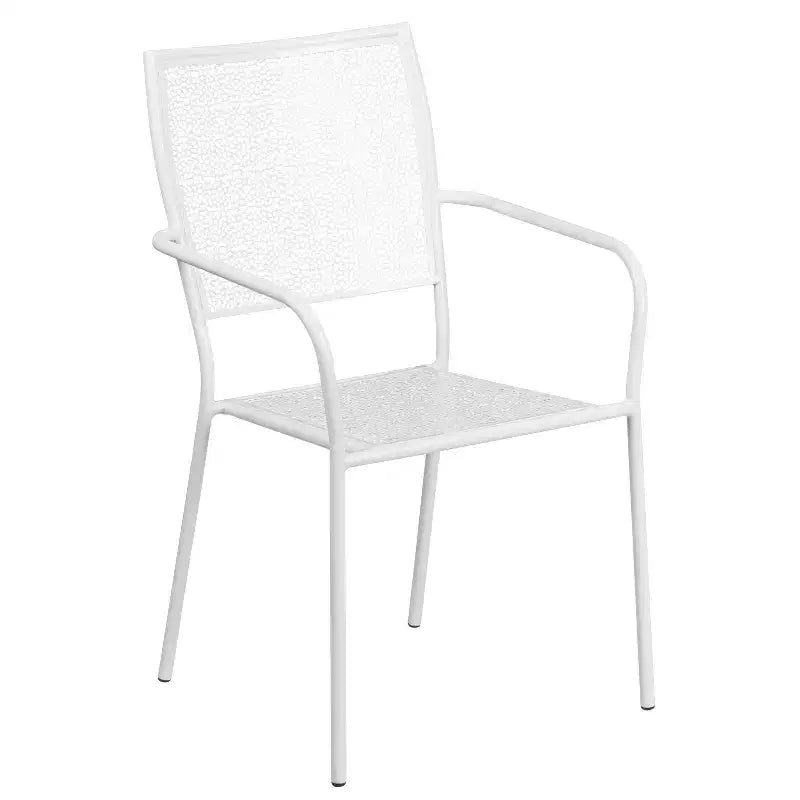 Ensemble table de jardin et terrasse ronde en métal de qualité commerciale Emma et Oliver de 35,25 po, 4 chaises à dossier carré