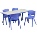 Emma and Oliver 23.625W x 47.25L Rectangular Plastic Height Adjustable Activity Table Set with 4 Chairs