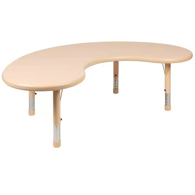 Ensemble de table d'activités en plastique demi-lune Emma et Oliver 35 po L x 65 po l réglable en hauteur avec 4 chaises