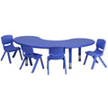 Ensemble de table d'activités en plastique demi-lune Emma et Oliver 35 po L x 65 po l réglable en hauteur avec 4 chaises