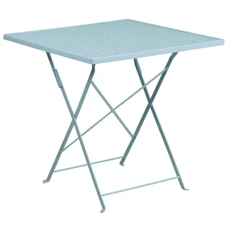 Ensemble table de jardin pliante carrée en métal Emma et Oliver Commercial 28 po avec 2 chaises à dossier carré