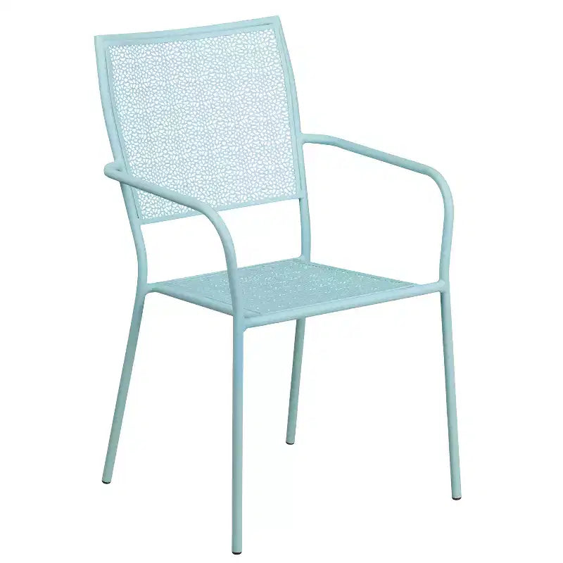 Ensemble table de jardin pliante carrée en métal Emma et Oliver Commercial 28 po avec 2 chaises à dossier carré