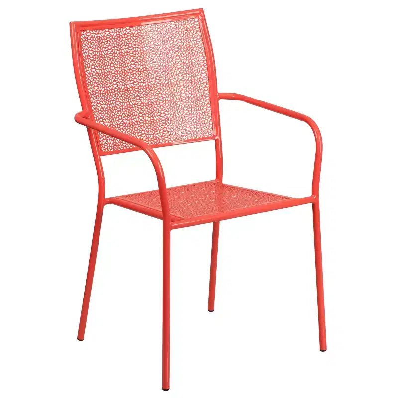 Ensemble table de jardin pliante carrée en métal Emma et Oliver Commercial 28 po avec 2 chaises à dossier carré